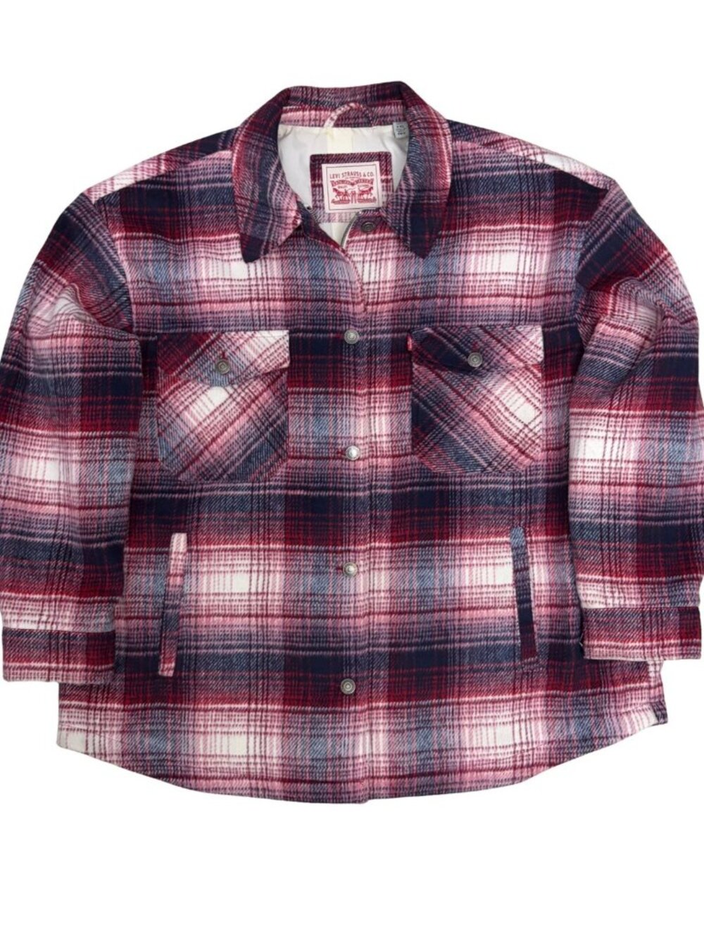 LEVIS PLAID Faux Mohair Jacket Shacket Lined Flannel Lumberjack Coat Mens 2XL